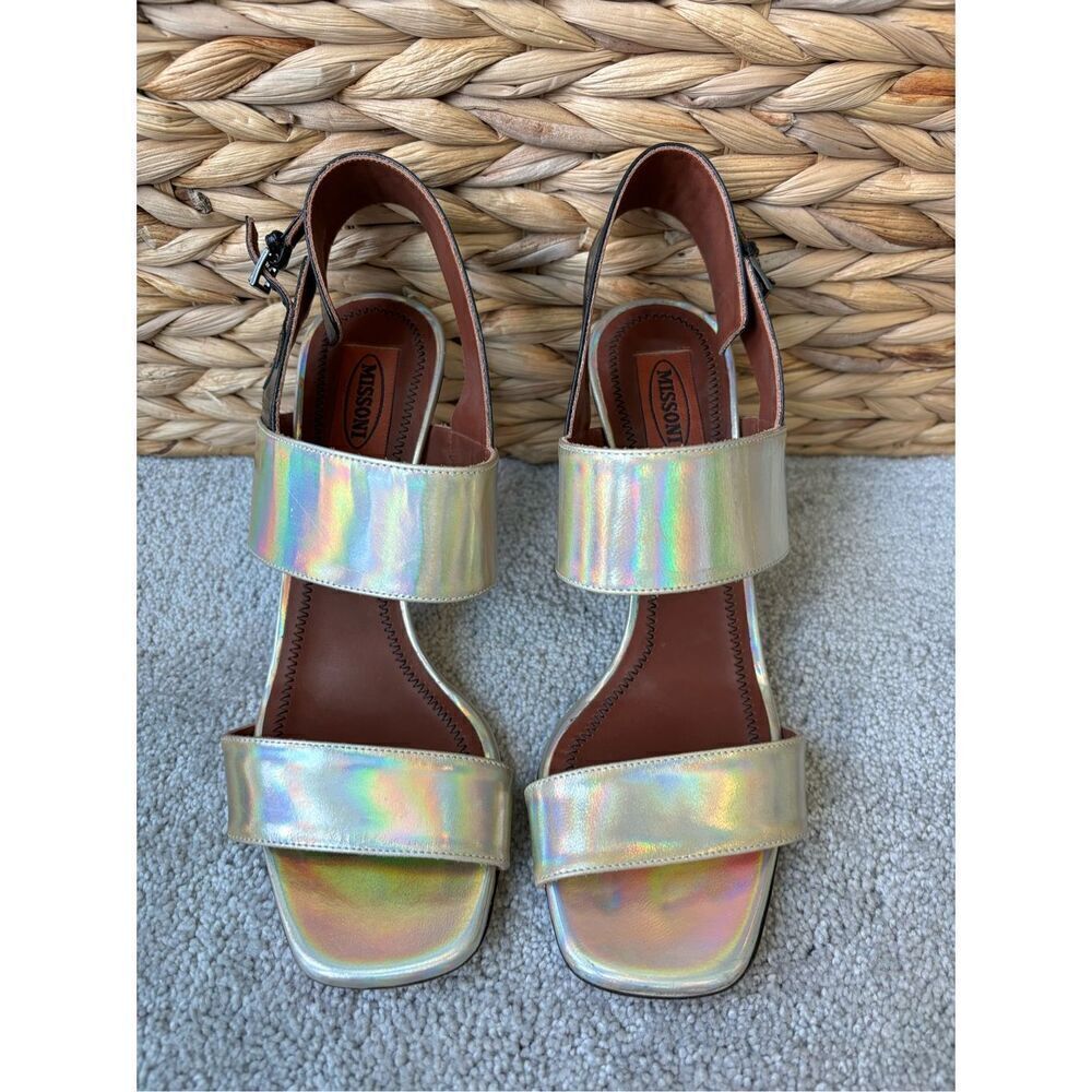 MISSONI metallic showstopper heels, $695